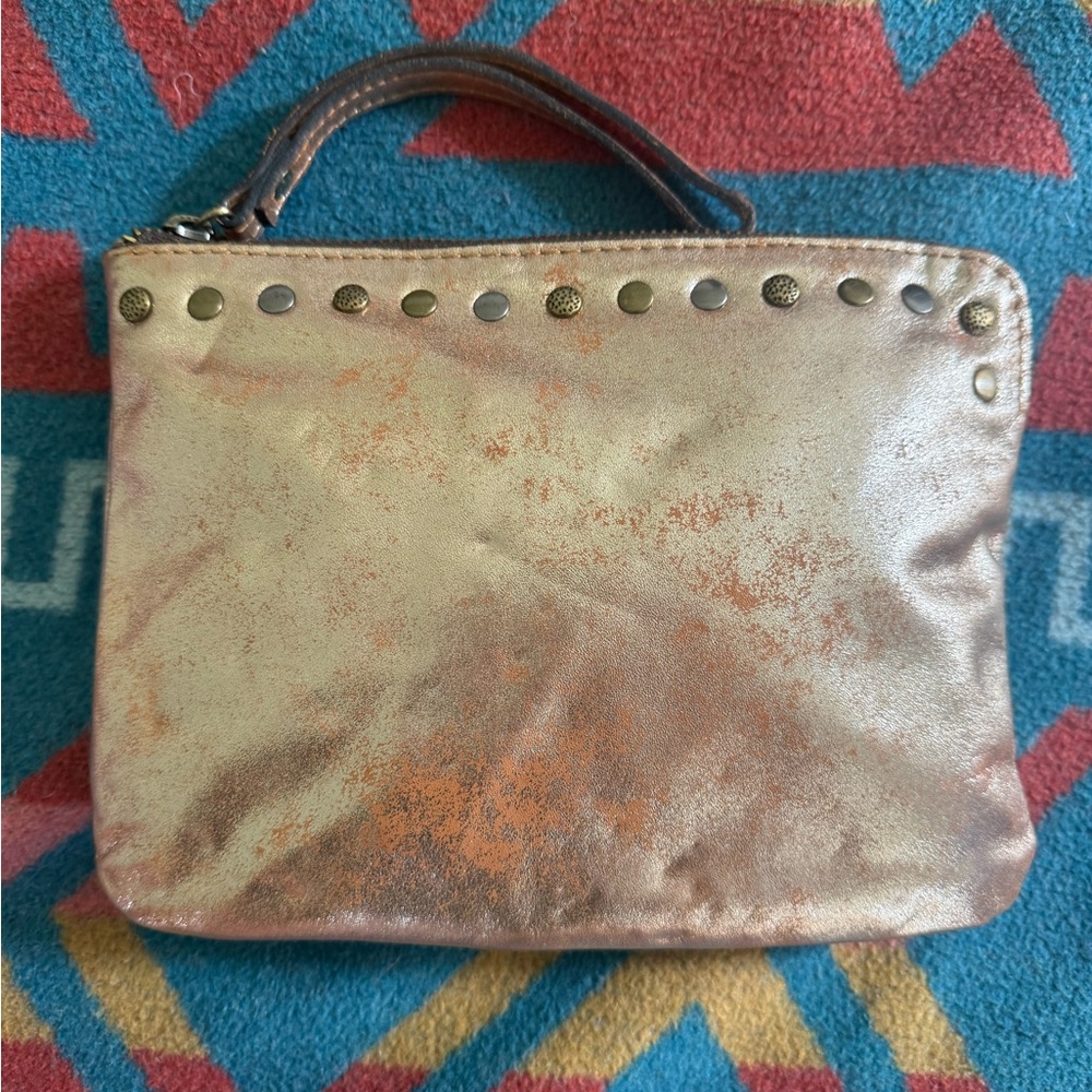 PATRICIA NASH LEATHER GOLD STUDDED CLUTCH